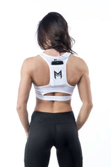 MFit Pocket Back Sports Bra <br> White - Muscle Fitness Factory